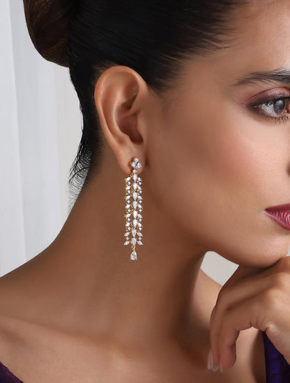 Dhiyona ST Long Gold and AD Earring