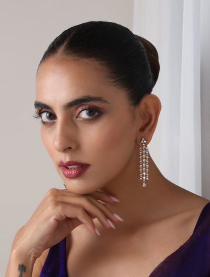 Dhiyona ST Long Gold and AD Earring