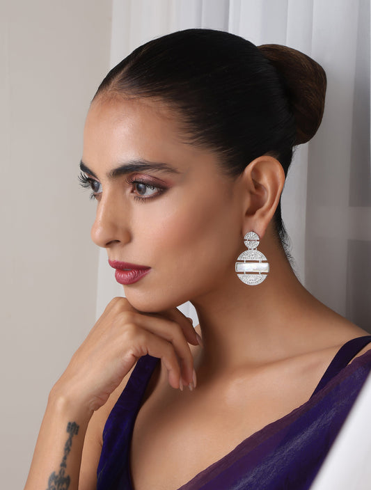 Dhiyona ST Round Hanging Amercian Diamond Earring