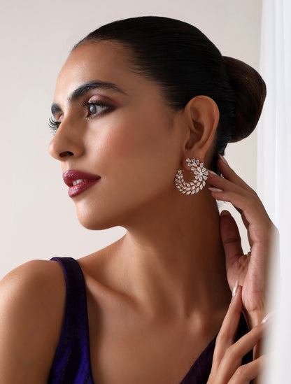 Dhiyona ST Diamond Flat Ring Amercian Diamond Earring