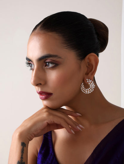 Dhiyona ST Diamond Flat Ring Amercian Diamond Earring