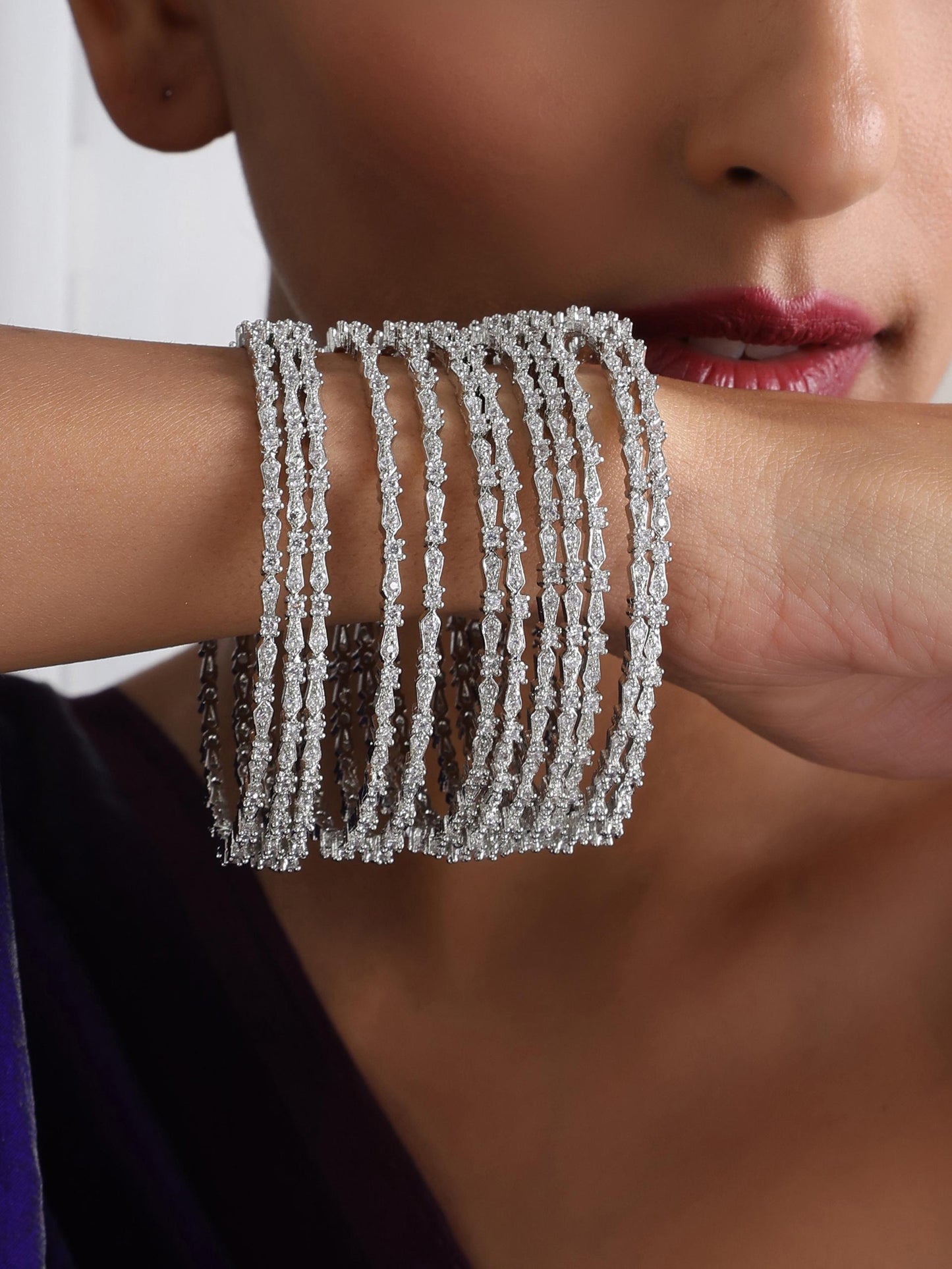 Dhiyona ST Set of 6 Thin Diamond Bangles