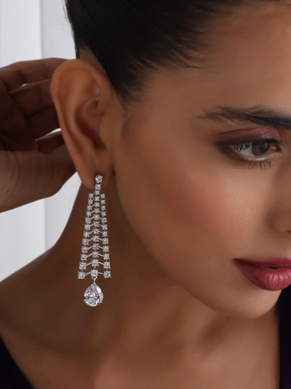 Dhiyona ST Diamond Lines With White Blue Drop Earring