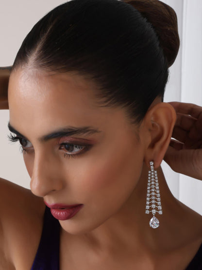 Dhiyona ST Diamond Lines With White Blue Drop Earring