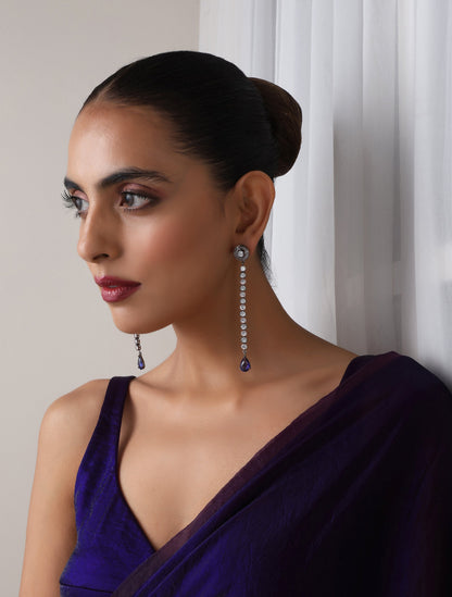 Dhiyona ST Blue Black Long Drop Earring