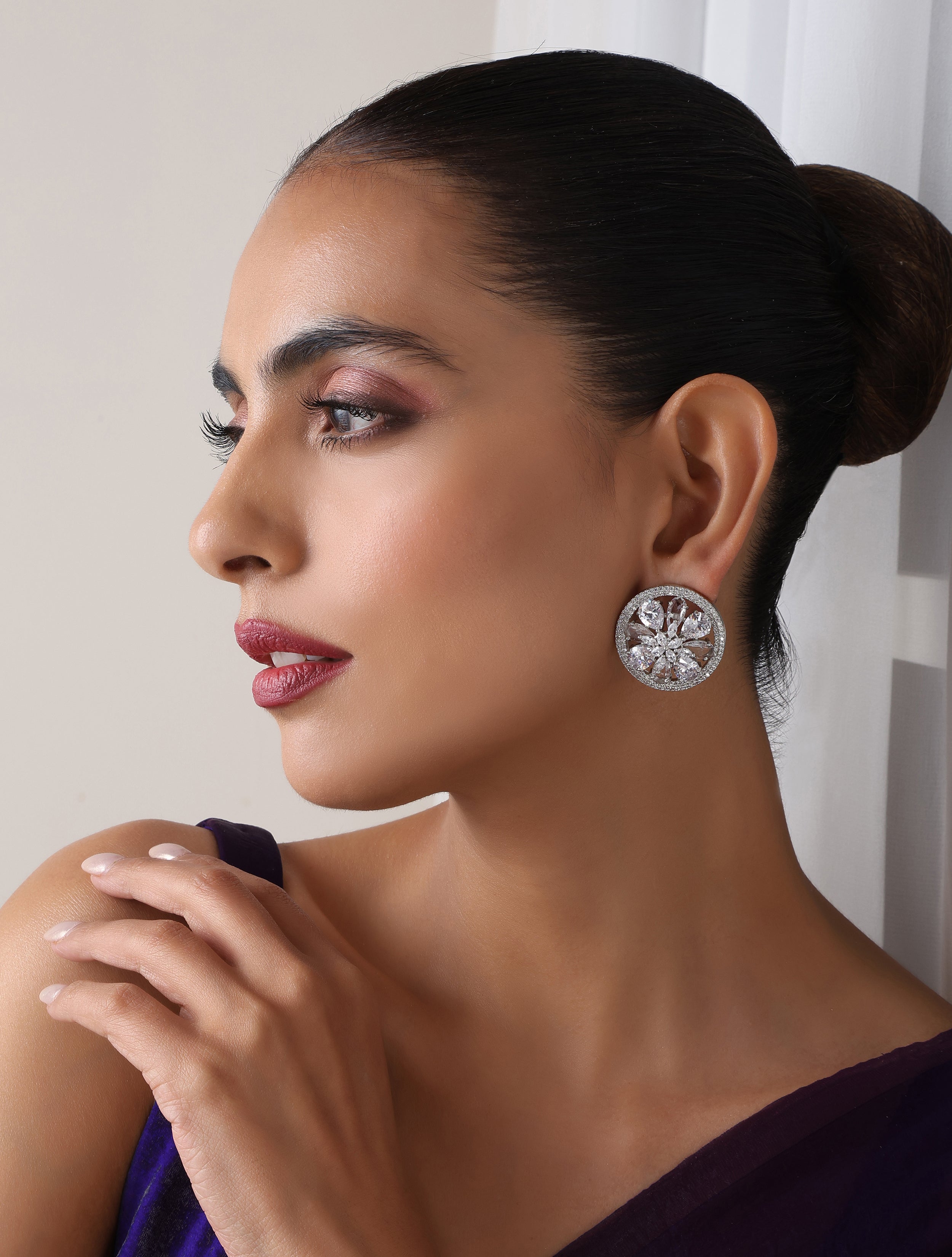 Dhiyona ST Round Stud American Diamond Earring