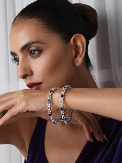 Dhiyona ST Blue American Diamond Pair of Bangles