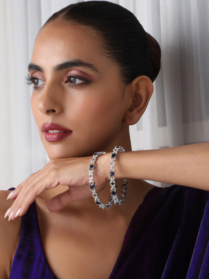 Dhiyona ST Blue American Diamond Pair of Bangles
