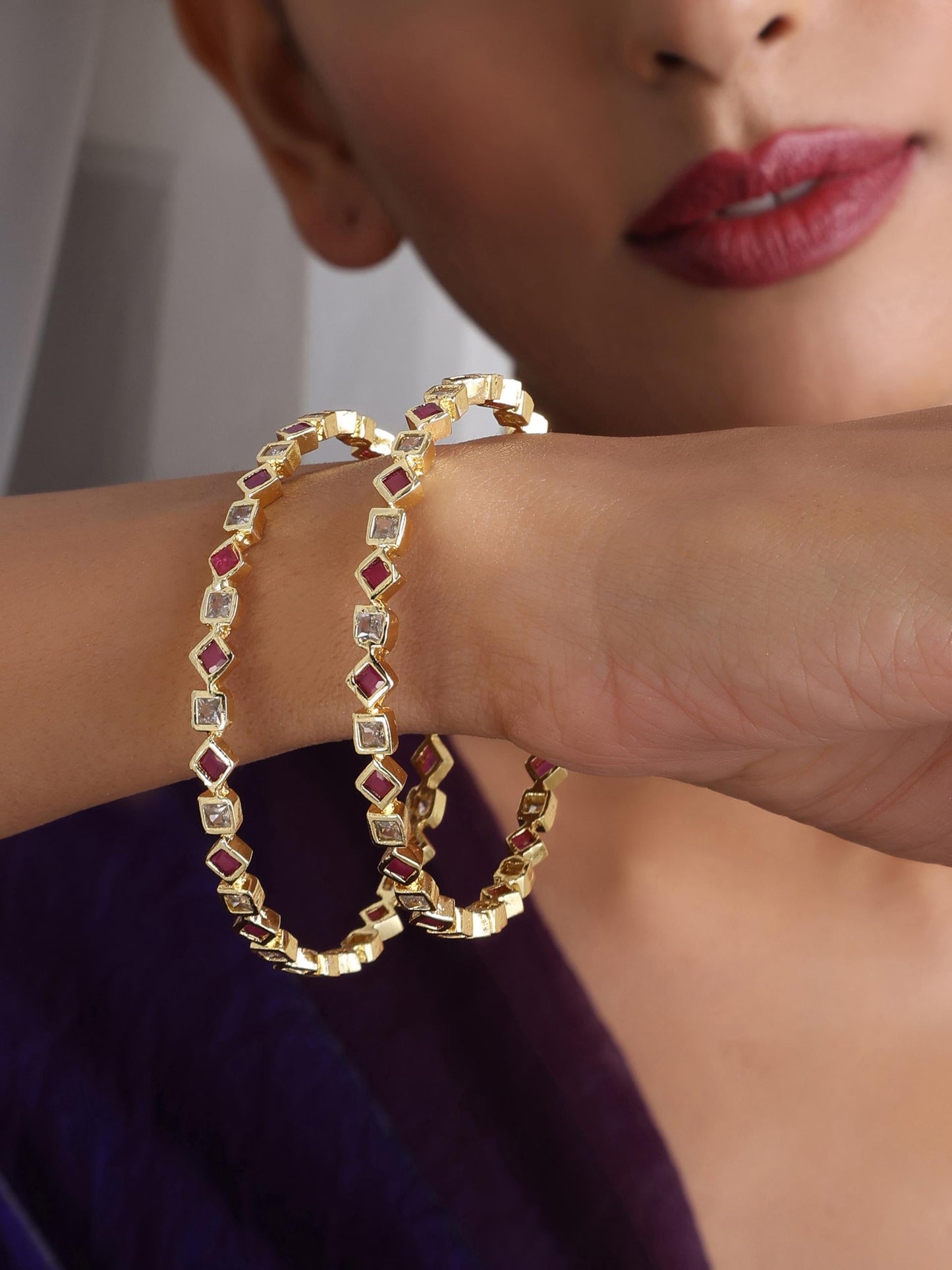 Dhiyona ST Ruby Gold Pair of Bangles
