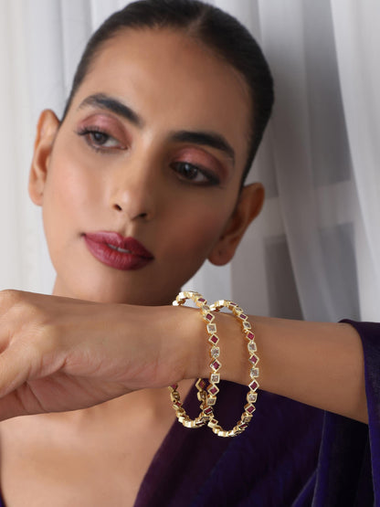 Dhiyona ST Ruby Gold Pair of Bangles