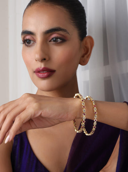 Dhiyona ST Ruby Gold Pair of Bangles