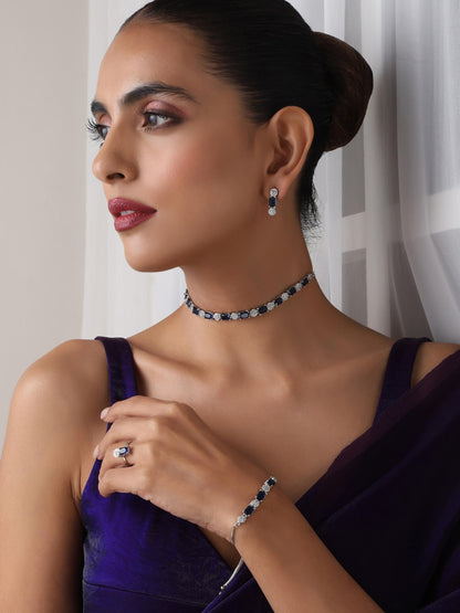 Dhiyona ST SET - Blue Diamond Necklace, Earring, Ring, Bracelet