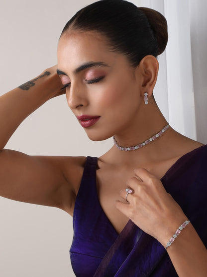 Dhiyona ST SET - Pink Diamond Necklace, Earring, Ring, Bracelet