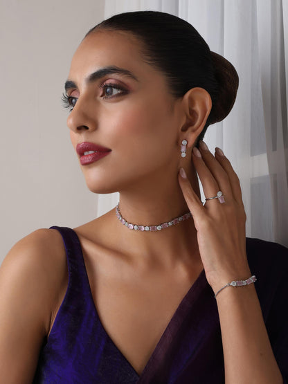 Dhiyona ST SET - Pink Diamond Necklace, Earring, Ring, Bracelet