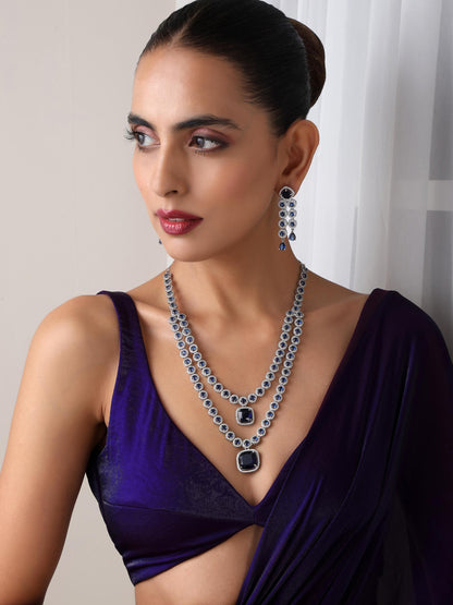 Dhiyona ST Double String Emerald & Diamond Necklace and Earring
