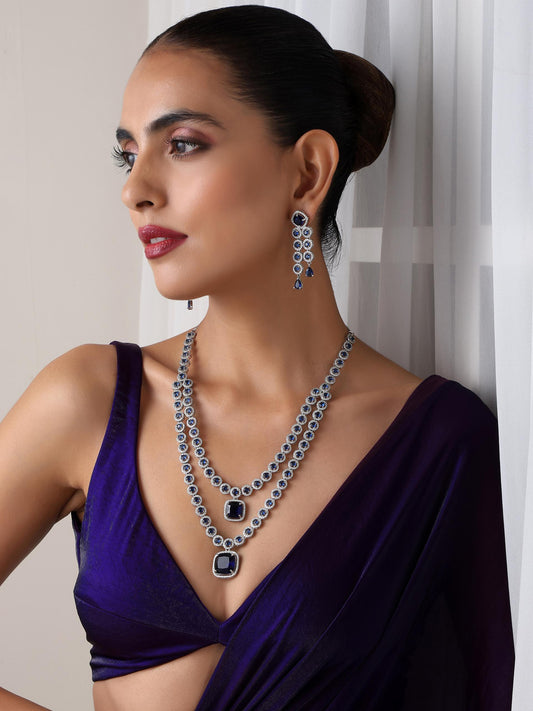 Dhiyona ST Double String Emerald & Diamond Necklace and Earring