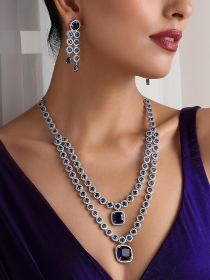 Dhiyona ST Double String Emerald & Diamond Necklace and Earring