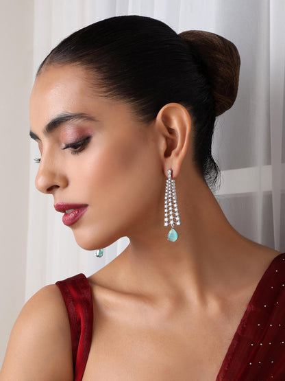 Dhiyona ST Diamond Lines With Turq Drop Earring