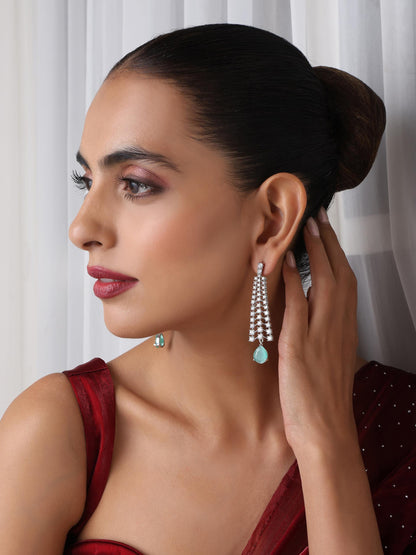 Dhiyona ST Diamond Lines With Turq Drop Earring