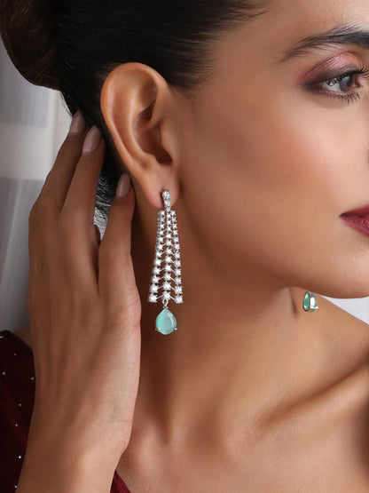 Dhiyona ST Diamond Lines With Turq Drop Earring