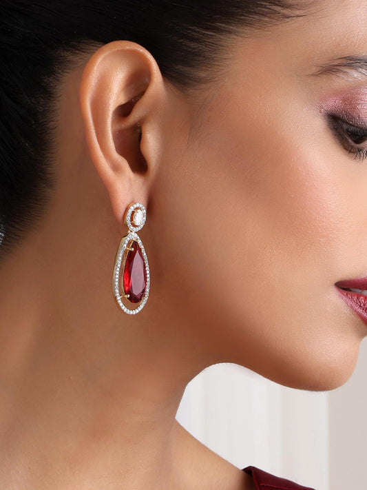 Dhiyona ST Long Drop Red Earring