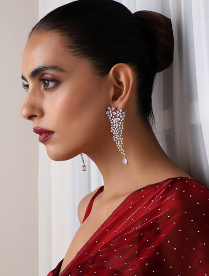 Dhiyona ST Rose Triangle American Diamond Hanging Earrings