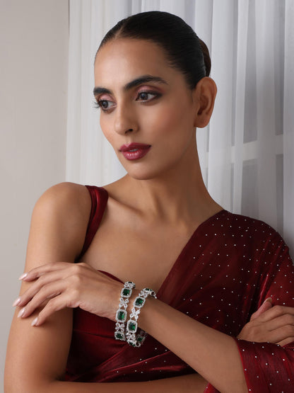 Dhiyona ST Emerald American Diamond Pair of Bangles
