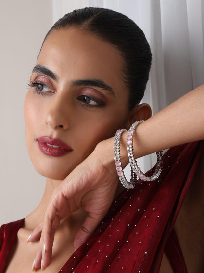 Dhiyona ST Pink American Diamond Pair of Bangles