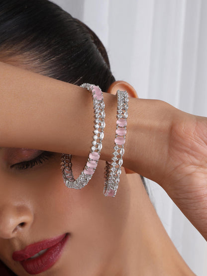Dhiyona ST Pink American Diamond Pair of Bangles
