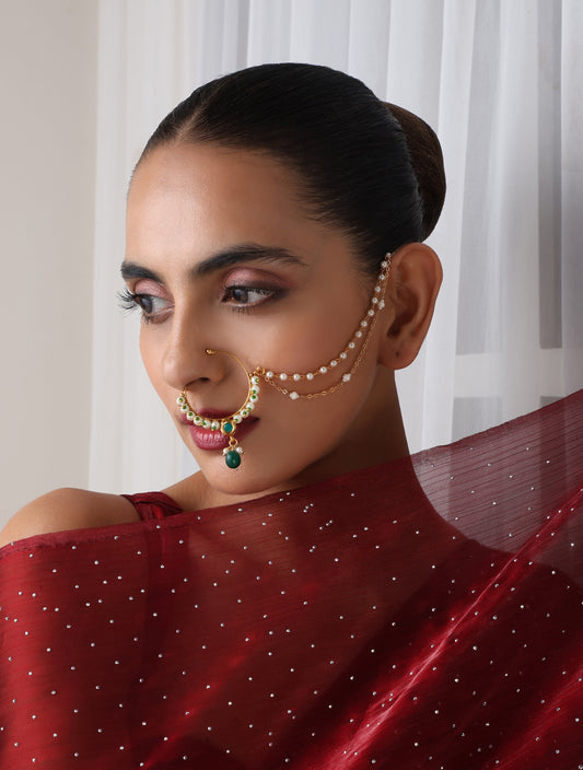 Dhiyona ST Green Color Nose Nath