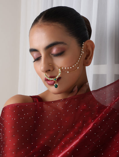 Dhiyona ST Green Color Nose Nath