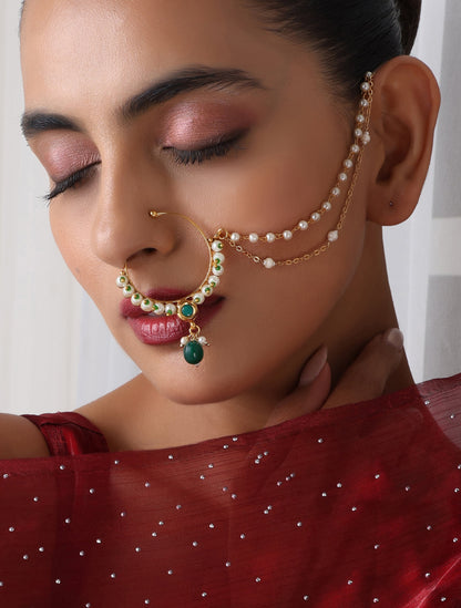 Dhiyona ST Green Color Nose Nath