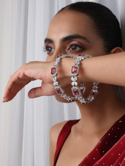 Dhiyona ST Ruby American Diamond Pair of Bangles