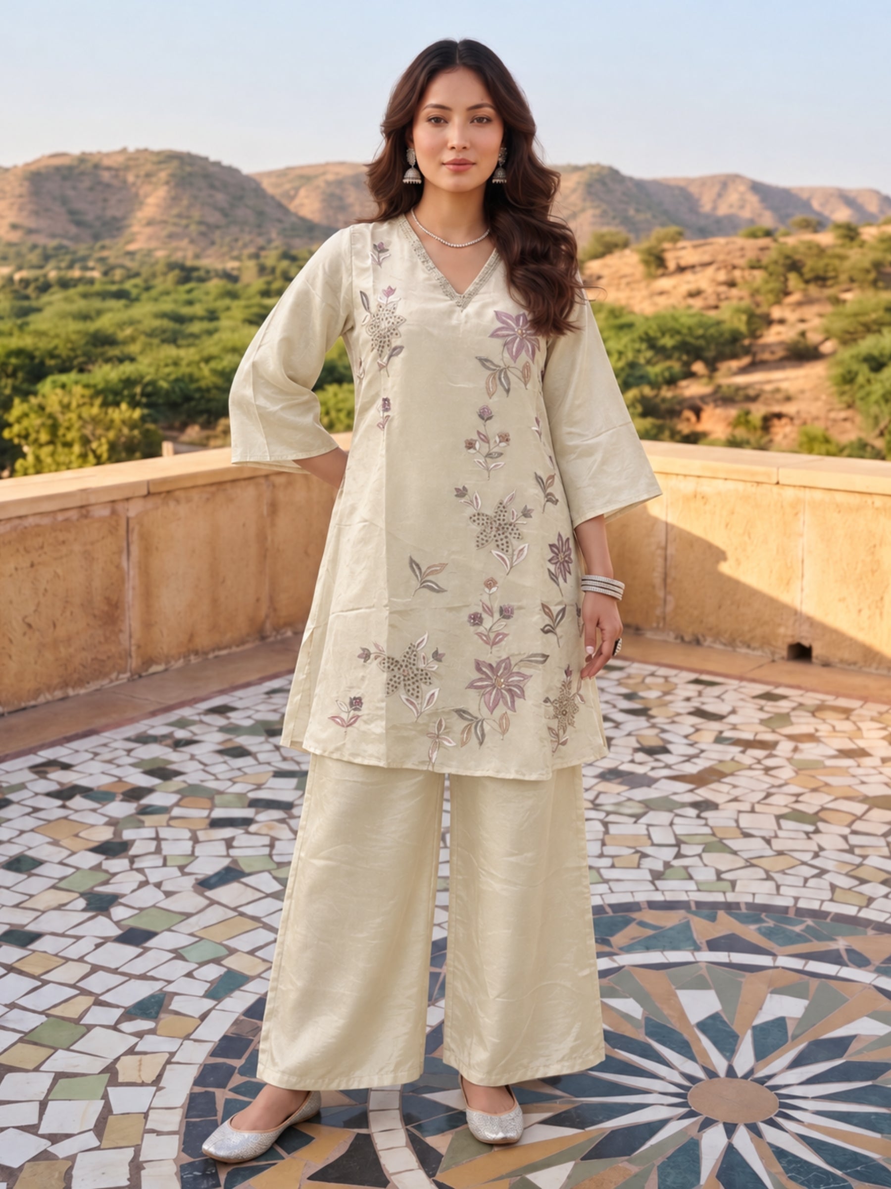 Swades Sunglow Embroidery Co-Ord Set
