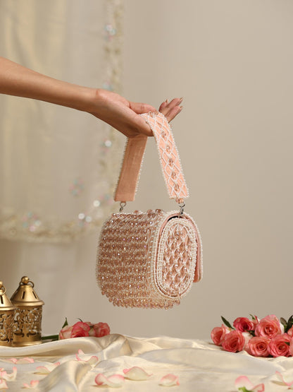 Dhiyona ST Beaded Cream and Pearl Clutch Bag