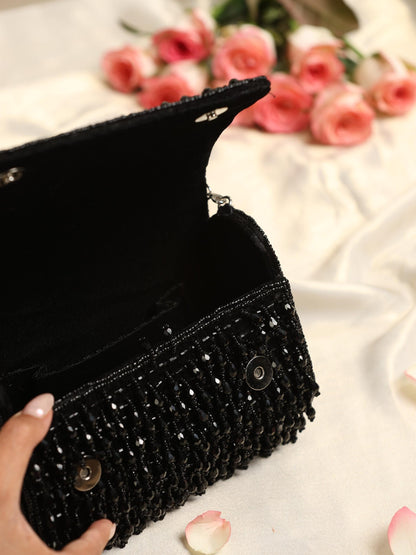 Dhiyona ST Beaded Black Clutch Bag