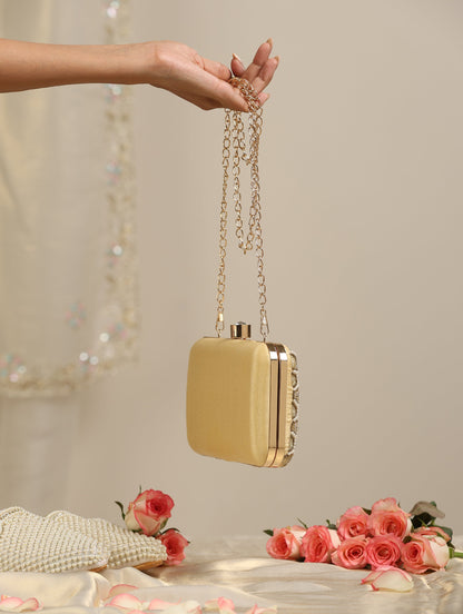 Dhiyona ST Radiant Hexagon Gold Clutch Bag