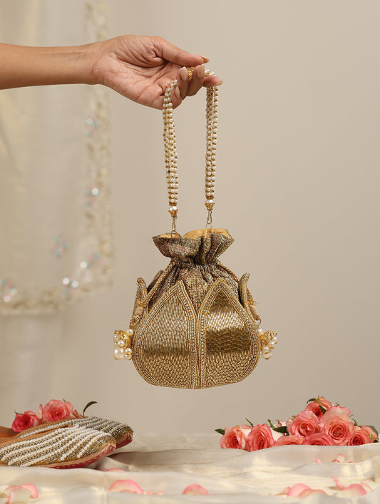 Dhiyona ST Gold Flower Potli Bag
