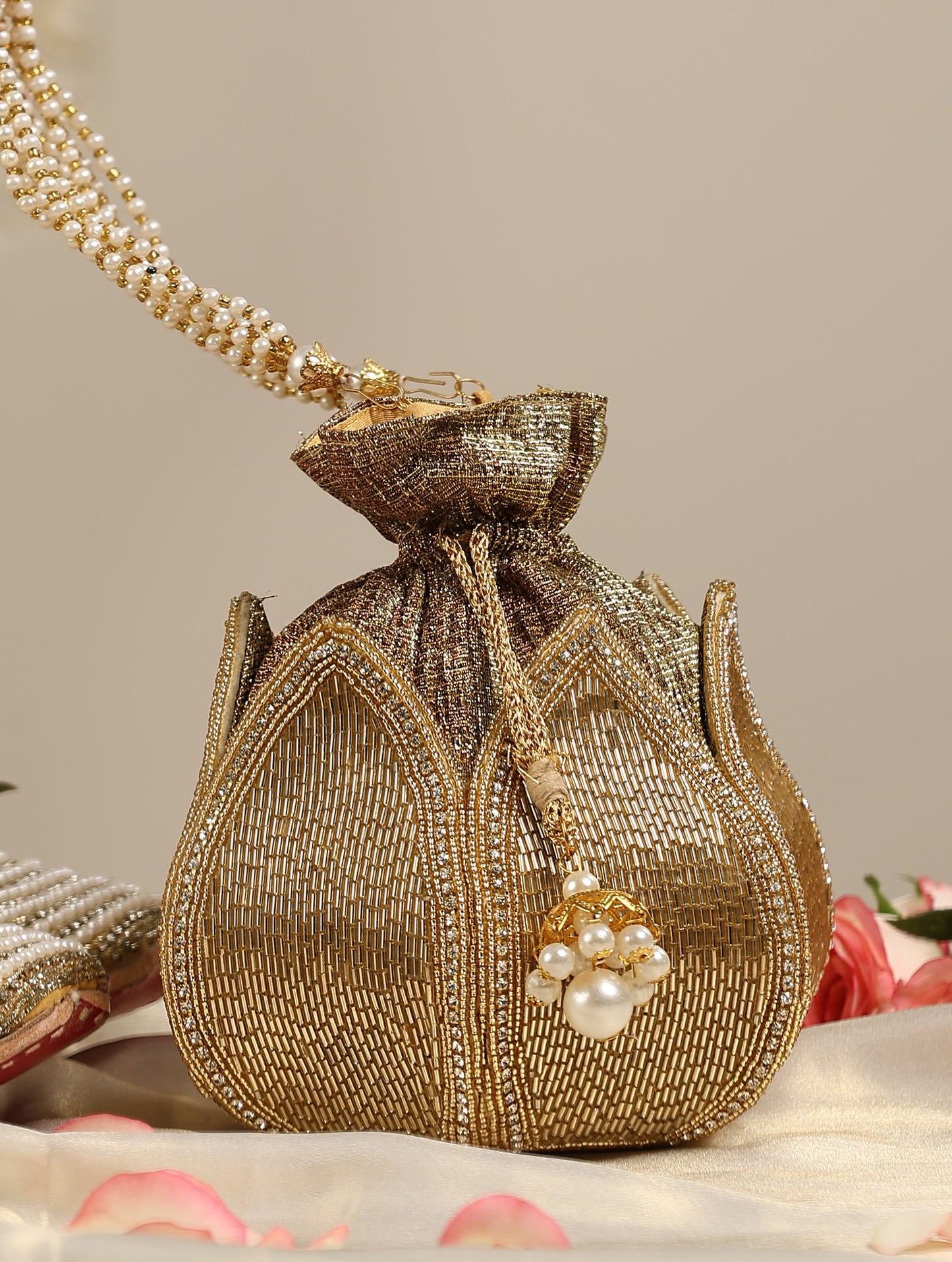 Dhiyona ST Gold Flower Potli Bag