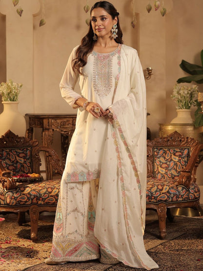 Dhiyona IE Women Ethnic Motifs Embroidered Kurta with Sharara