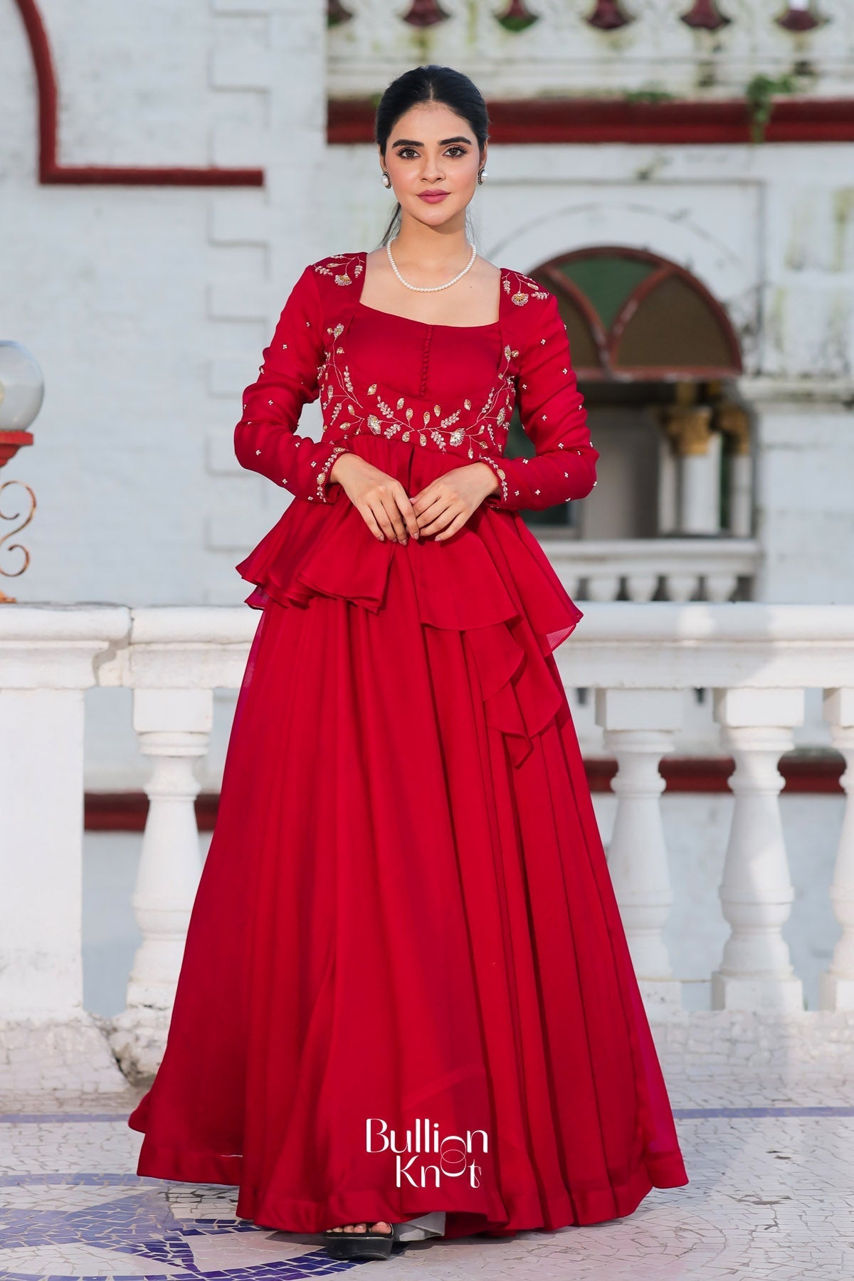 Dhiyona BN Salvia Indo Western in Red