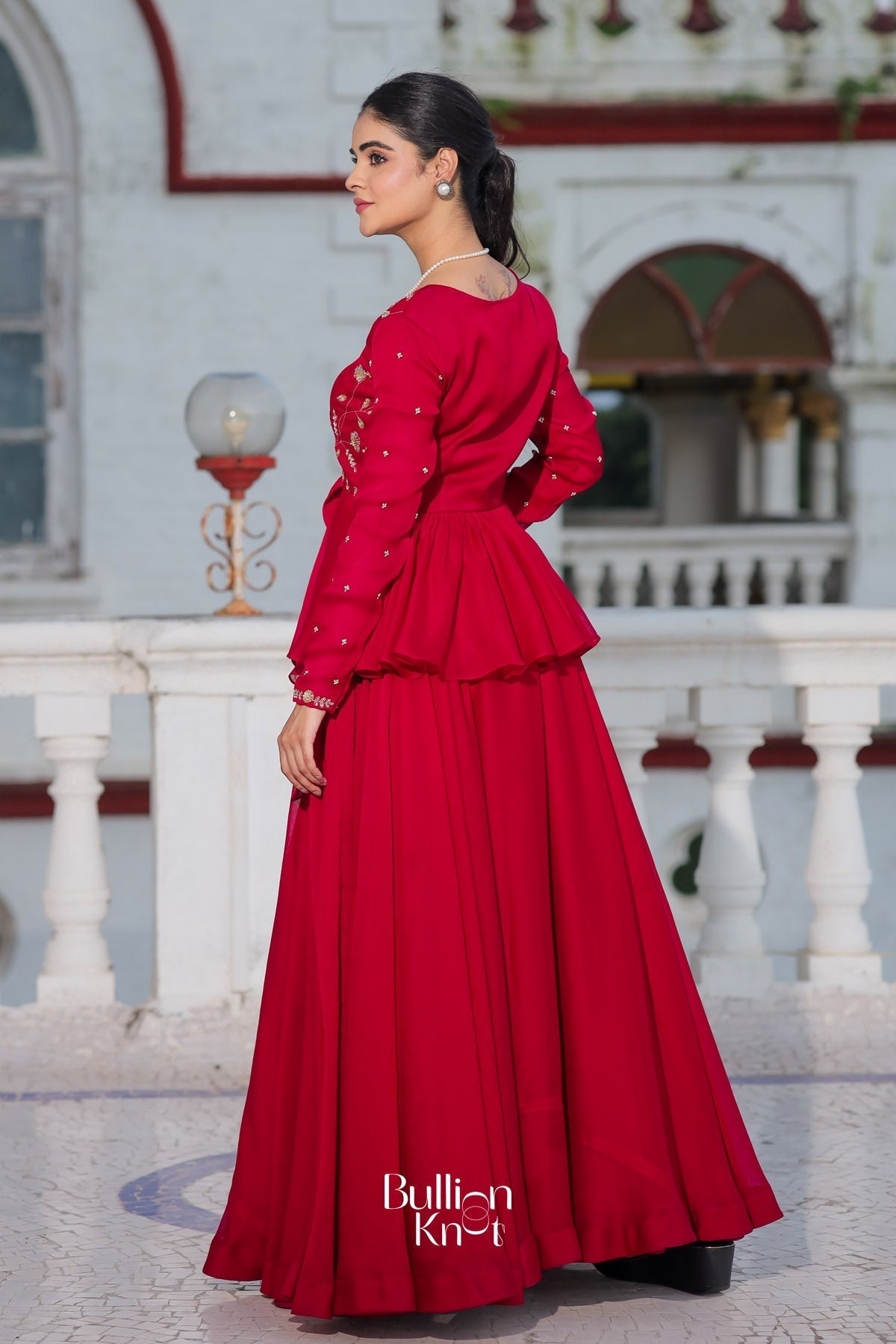 Dhiyona BN Salvia Indo Western in Red