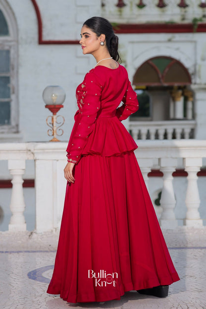 Dhiyona BN Salvia Indo Western in Red
