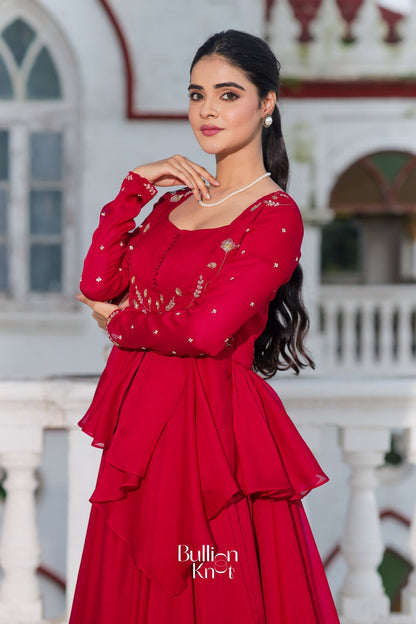 Dhiyona BN Salvia Indo Western in Red