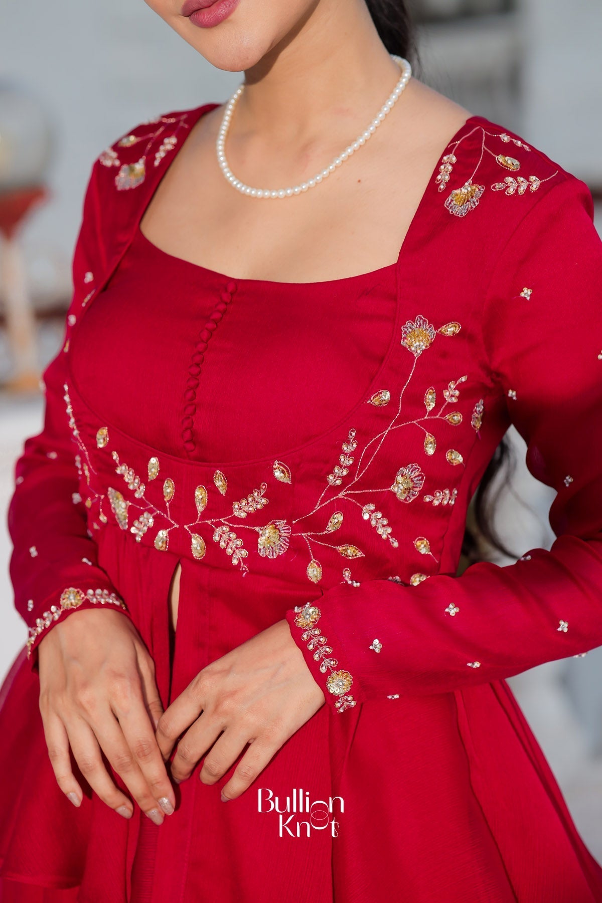 Dhiyona BN Salvia Indo Western in Red