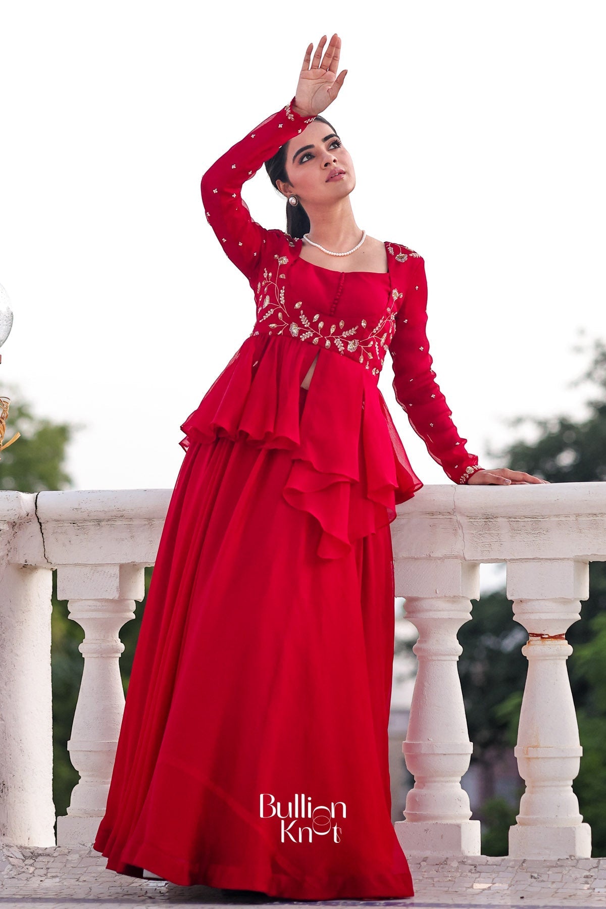 Dhiyona BN Salvia Indo Western in Red