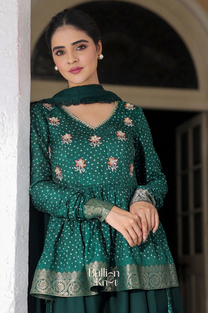 Dhiyona BN Sanika Indo-Western in Deep Green