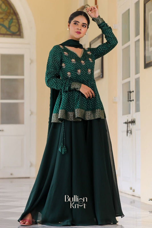 Dhiyona BN Sanika Indo-Western in Deep Green