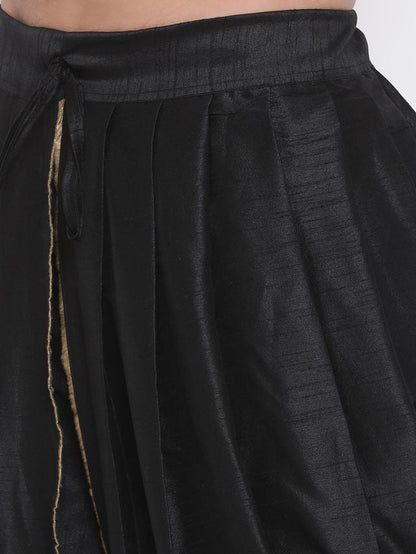 Men's Black Silk Blend Regular Dhoti