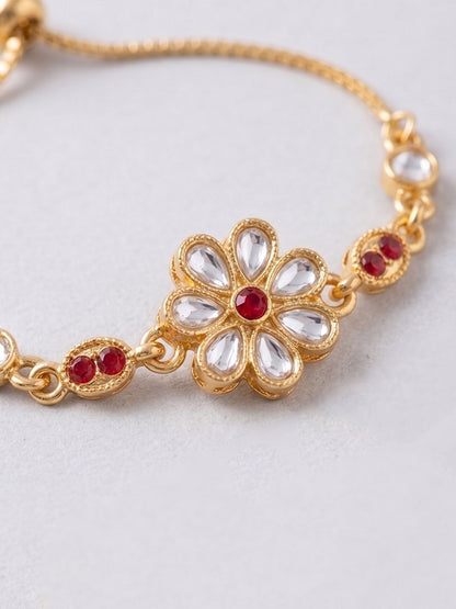 Dhiyona Set Of 2 Gold Toned Kundan Studded Bhaiya Bhabhi Rakhi